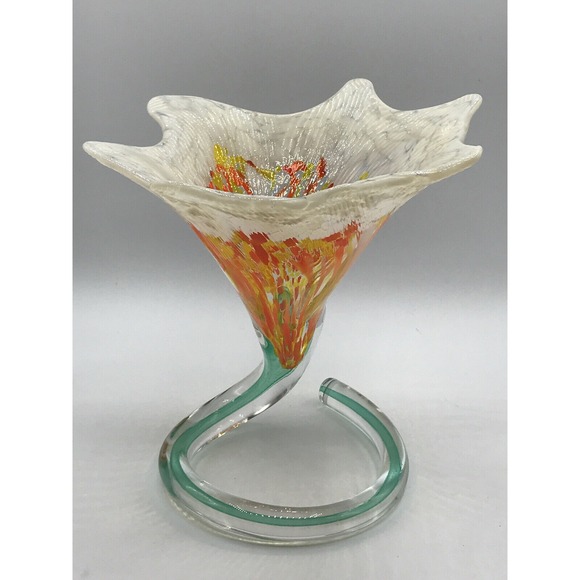 MURANO ??  Flower Multi Color 14" Curved Stem MURANO STYLE - Picture 1 of 11
